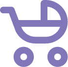 ícono de cochecitos de bebé en color violeta